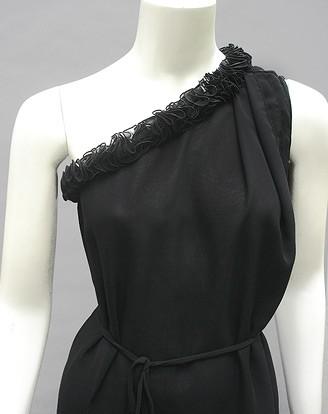 70S JEAN VARON 
ONE-SHOULDER NOIR CHIFFON 4/6